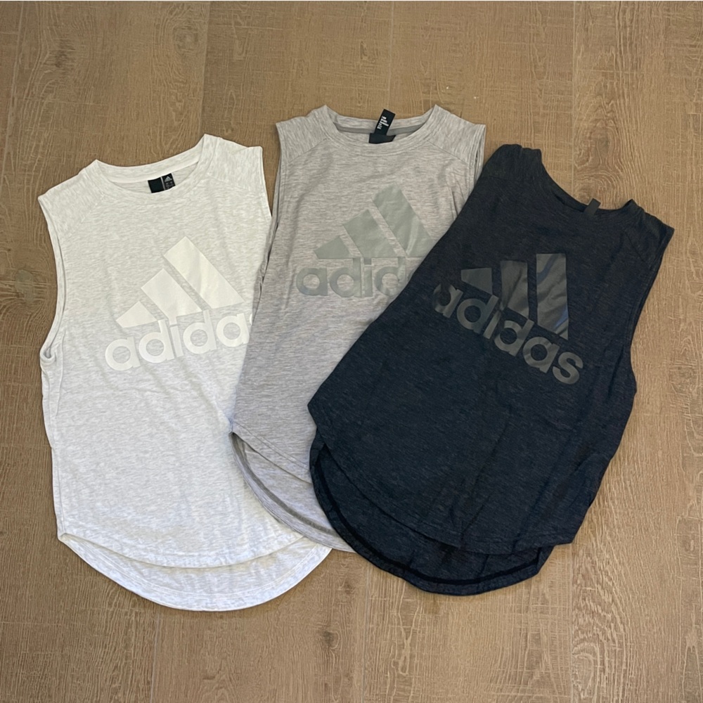 Adidas Women's Gray and Black Tank Tops